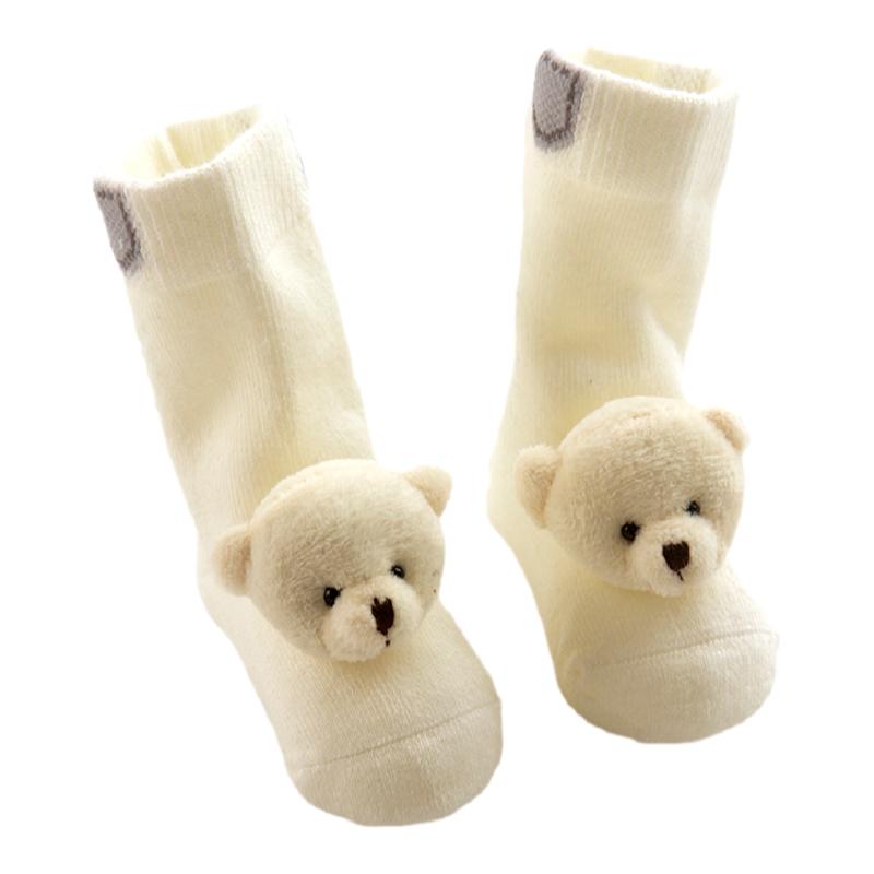 婴儿袜子春秋冬季0-12个月蝴蝶结纯棉袜新生儿宝宝加厚毛巾圈袜