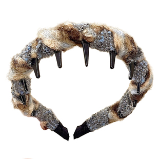 彩色毛呢编织带齿发箍女款秋冬日常外戴高颅顶头箍高级感洗脸发卡