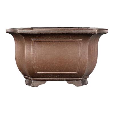 宜兴紫砂盆景花盆 全手工仿古四方形悬崖临水松柏老桩紫泥30公分