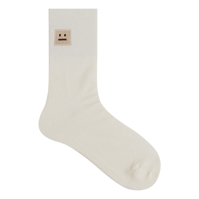 Himade堆叠感女棉刺绣笑脸中筒袜