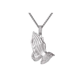 APORRO 祈祷之手满镶钻镀金小众设计感高级吊坠项链 礼物男女情侣