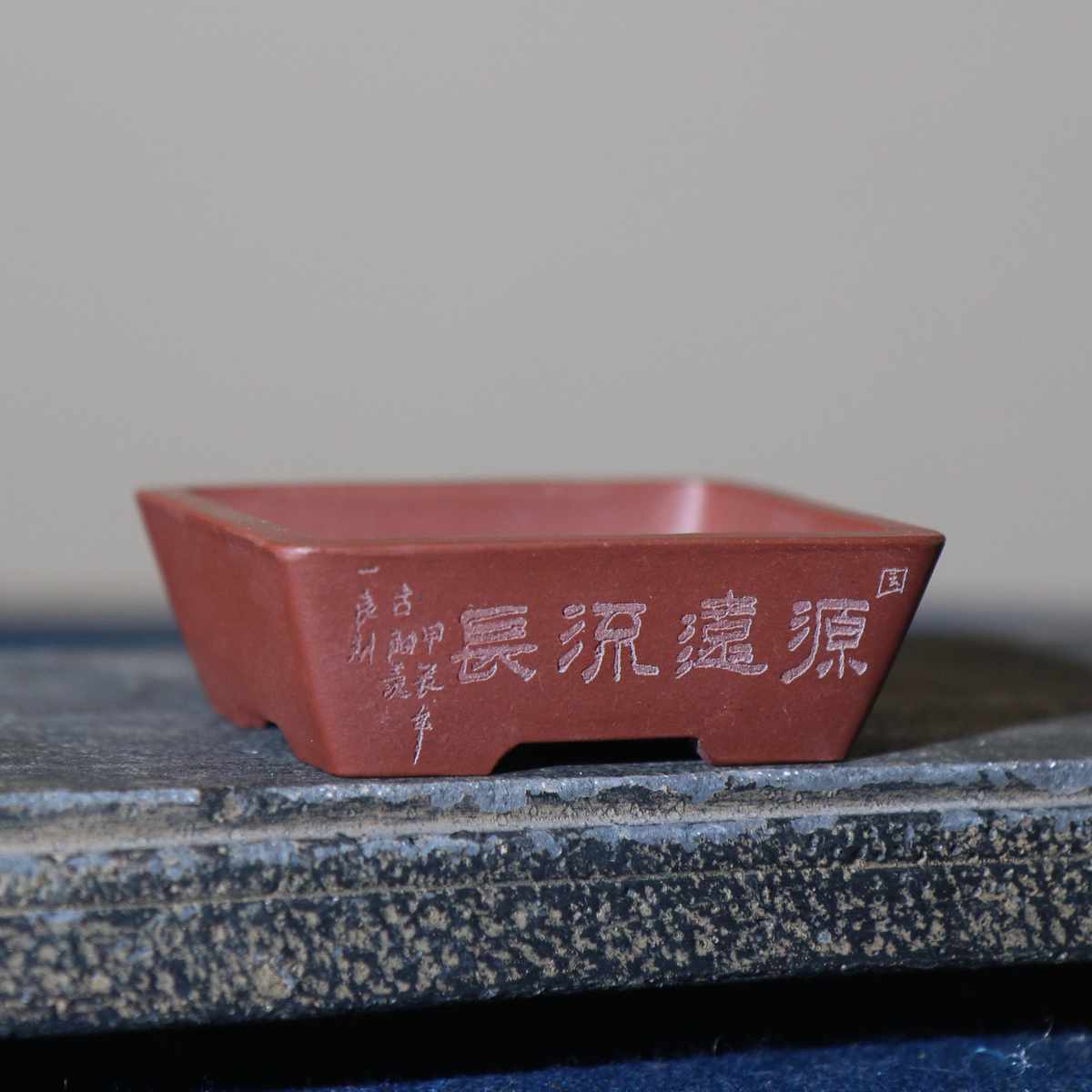 紫砂花盆长方形微型盆景盆手工盆张可磊小盆刻绘马槽盆掌上盆栽