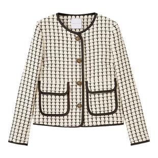 水云间白色格纹羽绒服小香风短外套女通勤百搭气质叠穿2025春新款