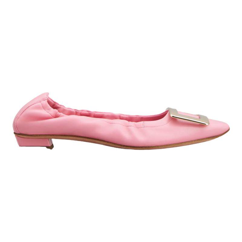 RogerVivier/罗杰维维亚女士芭蕾舞鞋羊皮金属搭扣摩天跟新款