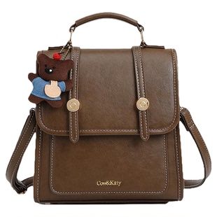 官方正品cow&kitty复古潮流时尚轻奢双肩包女手提轻便棕色通勤包