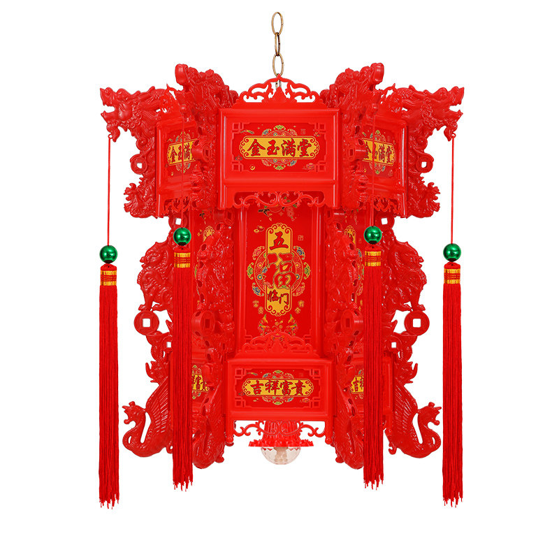 中式仿古六角龙灯2026新款灯笼旋转七彩过年春节结婚庭院阳台宫灯