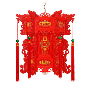 中式仿古六角龙灯2026新款灯笼旋转七彩过年春节结婚庭院阳台宫灯