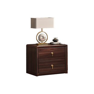 乌金木实木床头柜新中式别墅高端家具家用卧室床头储物收纳柜边柜