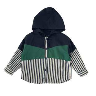 男童薄款外套春秋款韩版儿童时尚拼色帅气连帽上衣中小童休闲衬衫