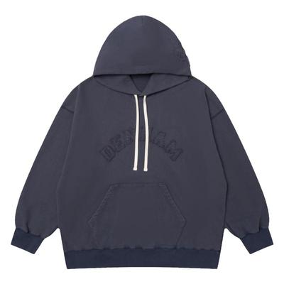 DENHAM复古灰色连帽长袖卫衣男