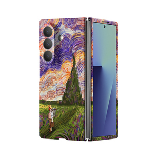 适用三星ZFold7手机壳新款W25梵高傍晚时分油画硬壳zfold6超薄亲肤w24折叠保护套zfold5夜光个性w23防摔外壳