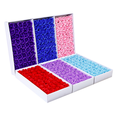 三层仿真香皂玫瑰花头碎冰蓝向日葵康乃馨肥皂花头带底托送花杆