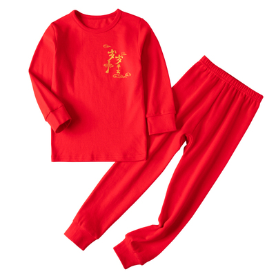 儿童本命年红色秋衣秋裤套装纯棉