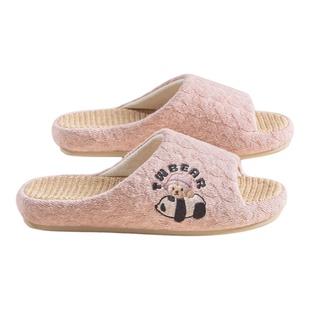 TeenieWeenie小熊亚麻拖鞋女款居家室内四季防滑吸汗透气棉布鞋子