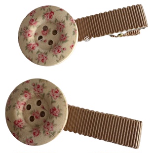 原创小众北欧风ins碎花纽扣发夹可爱宝宝对夹刘海夹手工儿童发饰