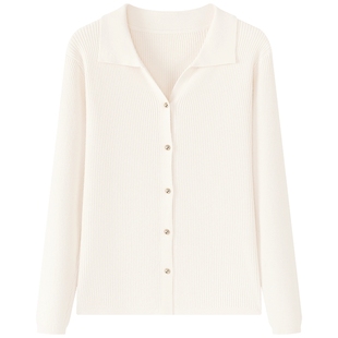 慕兔法式polo领长袖毛衣女2025秋季新款独特别致针织开衫洋气上衣