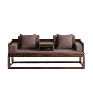 空器木作实木罗汉床新中式禅意明式榻黑胡桃木沙发床贵妃榻家具