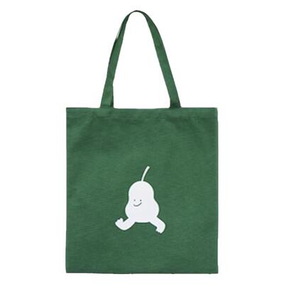 奔跑小梨逃梨无聊绿色植绒帆布袋