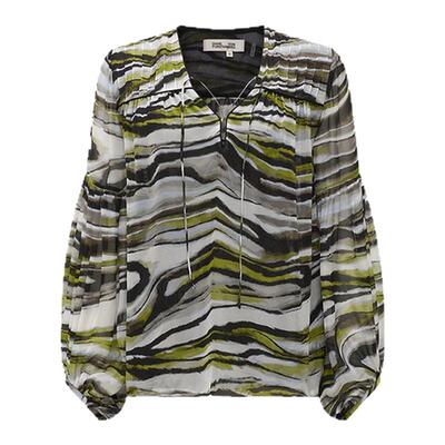 DVF石墨黄云雾斑马纹V领上衣