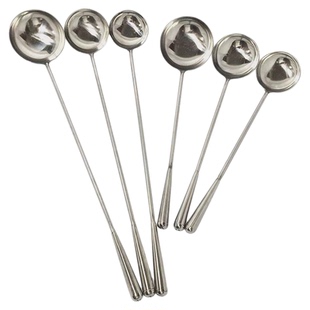 商用打菜勺长柄实心铁勺炒勺不锈钢炒菜勺大汤勺厨师专用勺子大号