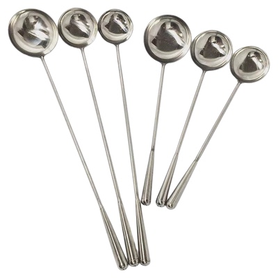 商用打菜勺长柄实心铁勺炒勺不锈钢炒菜勺大汤勺厨师专用勺子大号