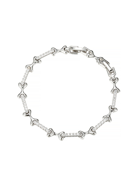 旭平简约微镶骨头设计感ins个性手链高级感街头潮流精致银色手饰