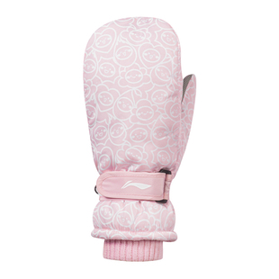 李宁儿童保暖手套滑雪玩雪防水冬季加绒加厚女男童小孩防风寒可爱