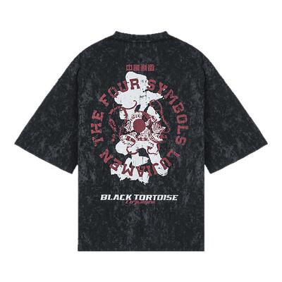 鹿家门夏季新款四大神兽2.0运动T恤男健身肌肉训练服大码宽松短袖