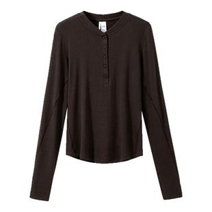 【面膜肤感】兰精莫代尔 法式亨利领长袖修身显瘦透气针织衫上衣