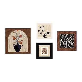 中古风高级感客厅装饰画沙发背景墙抽象艺术壁画法式复古组合挂画