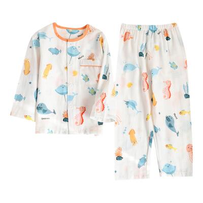 长袖男孩春秋薄款中大童全棉睡衣