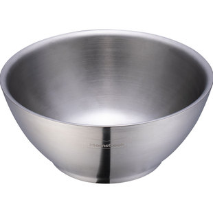 304不锈钢碗家用加大号成年单个儿童宝宝防烫防摔双层吃饭碗铁碗