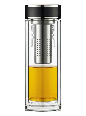 万象双层玻璃杯茶水分离办公室