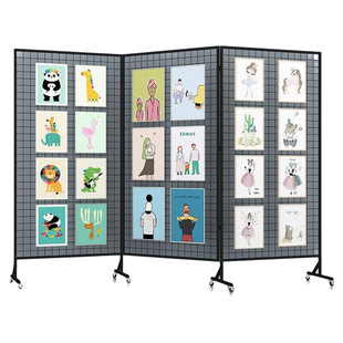 折叠铁艺网格展示架户外画展美术作品展览加幼儿园收纳落地可移动画室