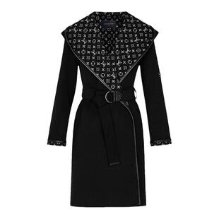 1h可退 欧洲直邮Louis Vuitton路易威登女士大衣毛丝混纺老花1A99