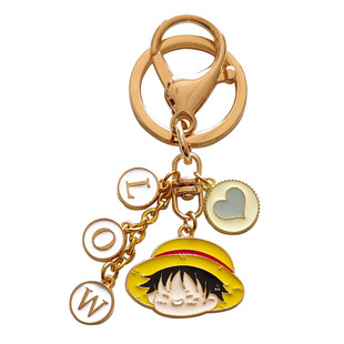 定制英文字母卡通锌合金海贼王索隆路飞钥匙扣汽车包包挂件小挂饰