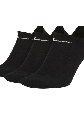 NIKE耐克男袜女袜休闲运动袜船袜低帮短袜三双装隐形袜SX7678-010