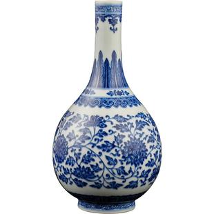 景德镇官方旗舰店陶瓷手工青花缠枝花卉纹胆瓶仿古客厅花瓶摆件