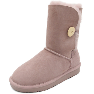 羊皮毛一体冬季新款靴子女中筒靴平底真皮保暖棉鞋防滑经典雪地靴