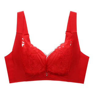依曼丽本命年红色内衣女小胸聚拢防下垂无钢圈婴儿棉新年结婚胸罩