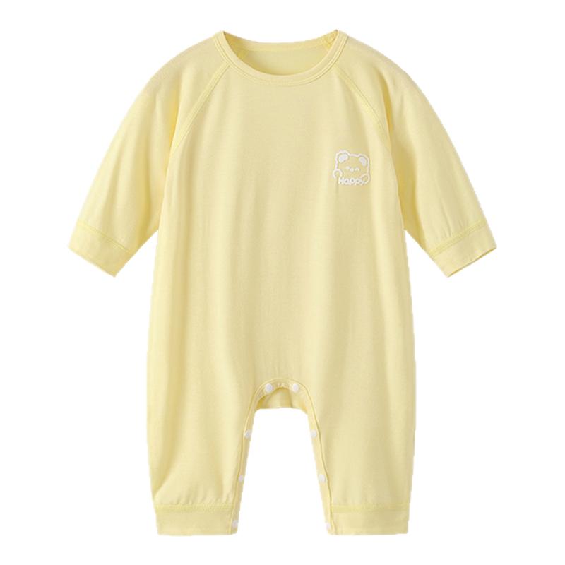 春夏婴儿连体衣宝宝空调服纯色薄