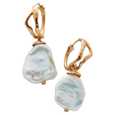 MonicaVinader异形珍珠圆圈耳环