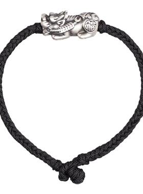 招财本命年红手绳999足银复古