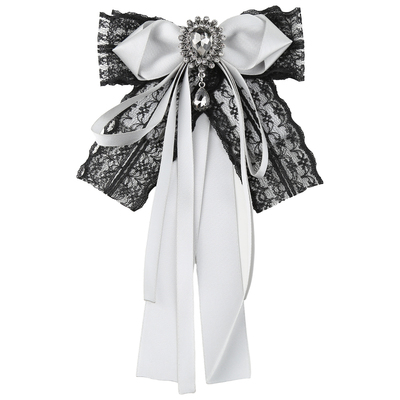 灰色蕾丝飘带领结领部饰品