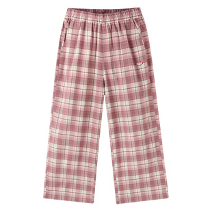 安奈儿童装男童女童裤子2026夏新款学院风格子休闲透气宽松长裤