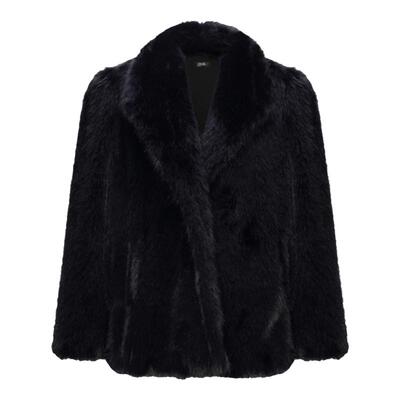 黑色狐狸毛皮草中长款毛毛外套