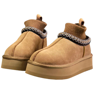 2025冬季新款皮毛一体雪地靴女短筒加绒保暖厚底雪地棉纯羊毛棉鞋