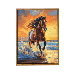 马到成功DIY数字油画手工绘填充涂色高级感骏马丙烯油彩装饰挂画