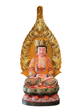 毗卢遮那佛像大日如来佛祖神像华严三圣释迦牟尼贴金彩绘香樟木雕