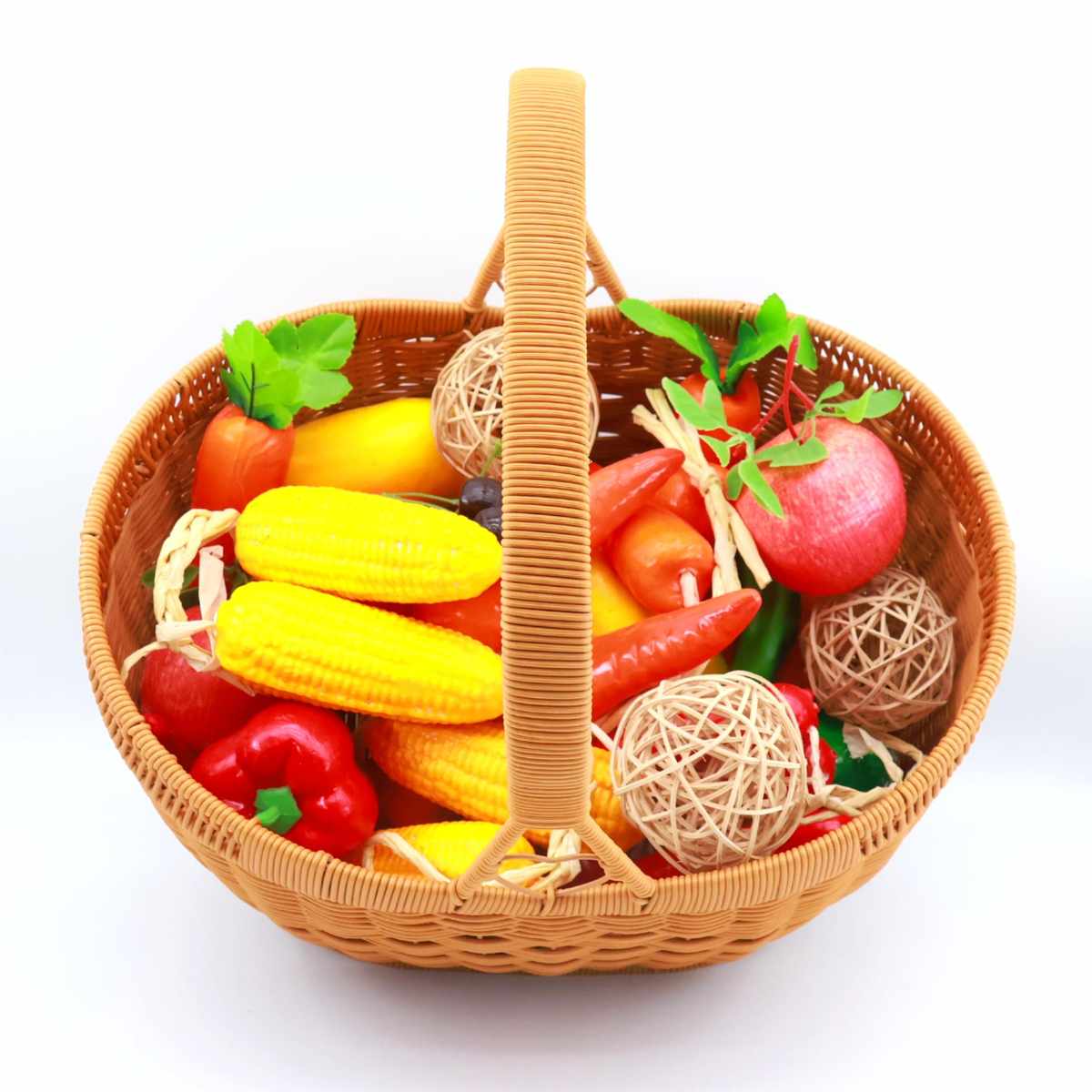 大元宝手工编织篮子藤编手提菜篮水果购物收纳鸡蛋大容量老式篮子